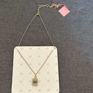 Gold Pendant Necklace with Black Stone